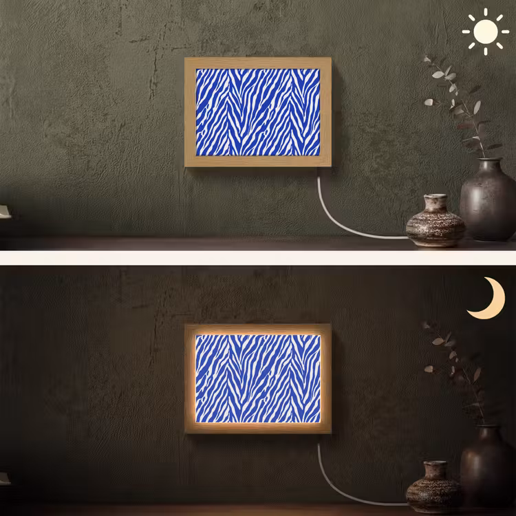 Lightbox - Wandlamp - Zebra - Patroon - Kobalt - Blauw — 3