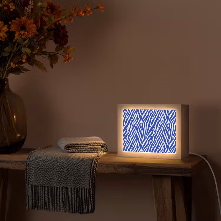 Lightbox - Wandlamp - Zebra - Patroon - Kobalt - Blauw — 5