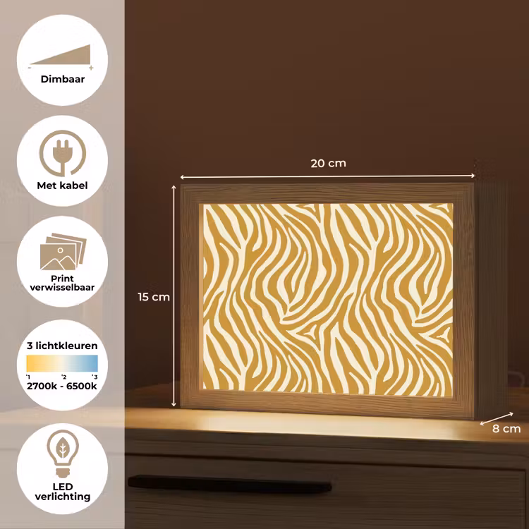Lightbox - Wandlamp - Zebra - Klassiek - Oker - Geel — 9