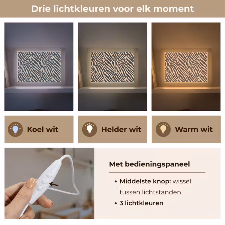 Lightbox - Wandlamp - Zebra - Klassiek - Zwart — 7