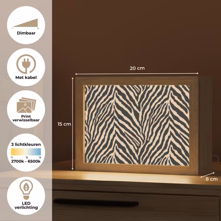 Lightbox - Wandlamp - Zebra - Klassiek - Zwart — 9