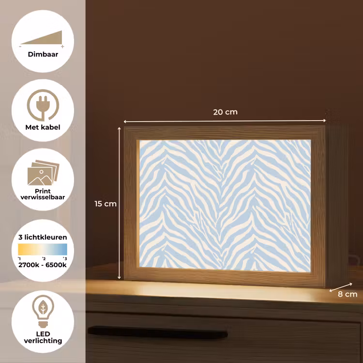 Lightbox - Wandlamp - Zebra - Motief - Blauw - Wit — 9