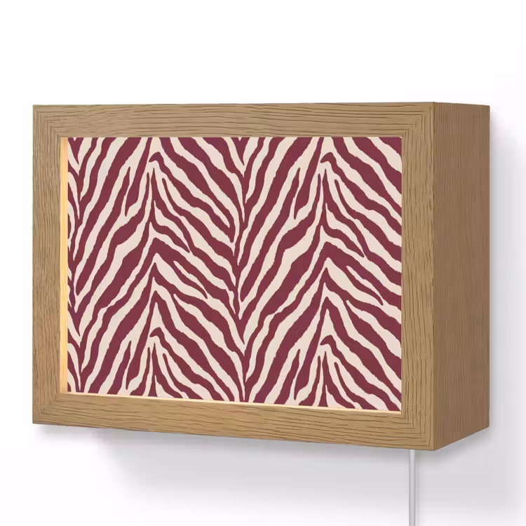 Lightbox - Wandlamp - Zebra - Motief - Bordeaux - Rood — 1