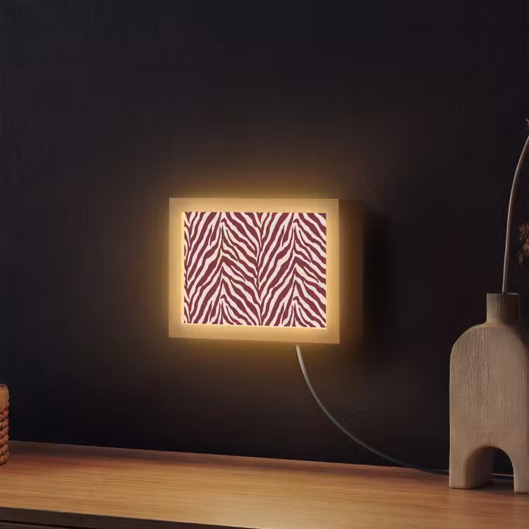 Lightbox - Wandlamp - Zebra - Motief - Bordeaux - Rood — 2