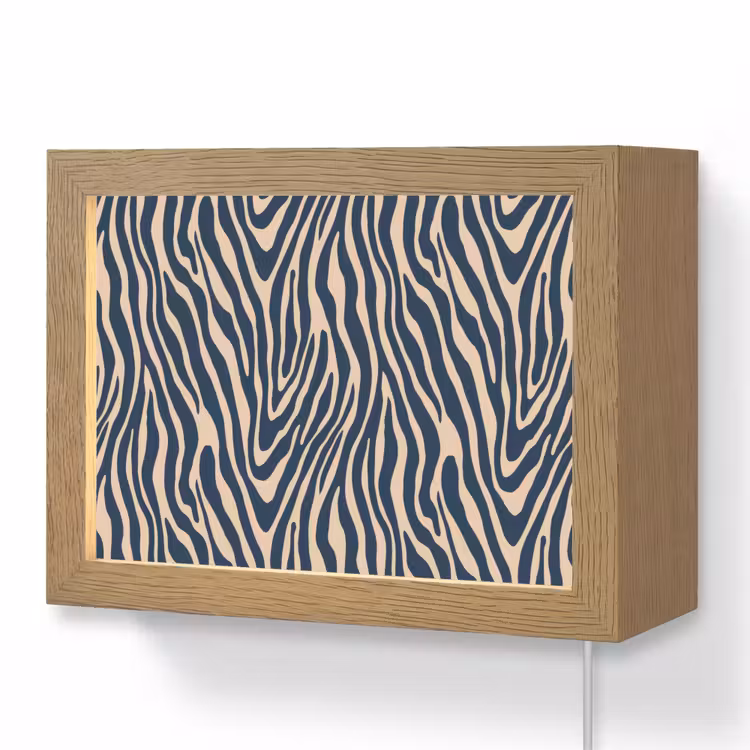 Lightbox - Wandlamp - Zebra - Patroon - Blauw - Beige — 1