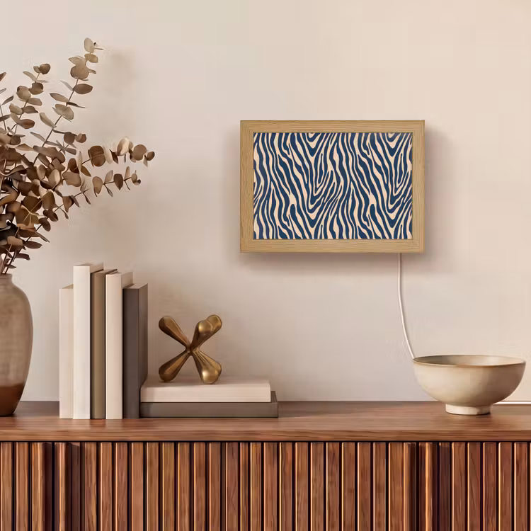 Lightbox - Wandlamp - Zebra - Patroon - Blauw - Beige — 4