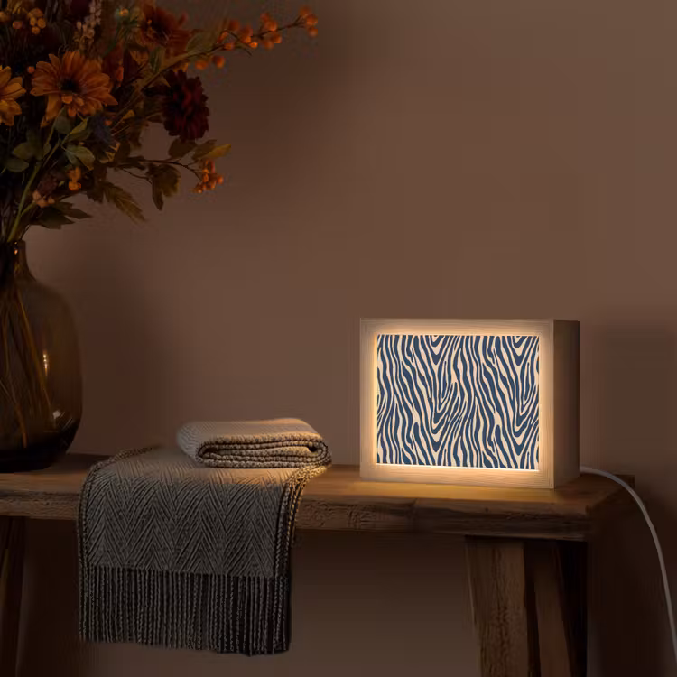Lightbox - Wandlamp - Zebra - Patroon - Blauw - Beige — 5