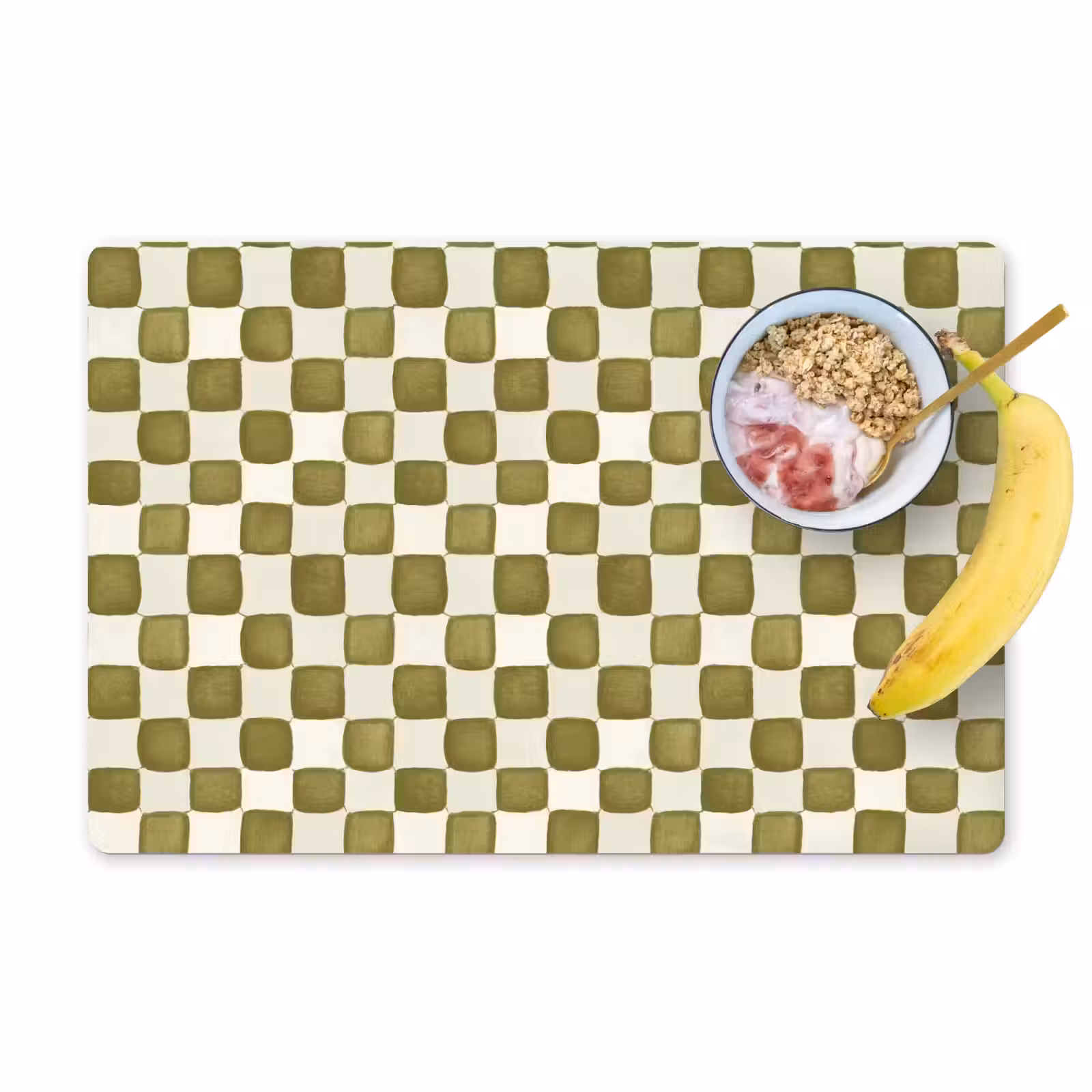 Placemat - 6 stuks - Schaak - Patroon - Groen — 1