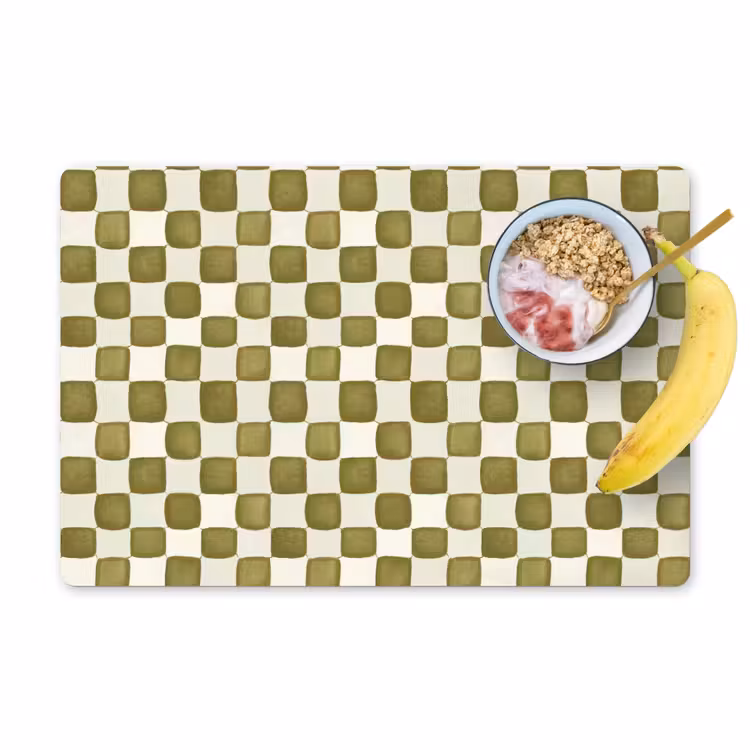 Placemat - 6 stuks - Schaak - Patroon - Groen