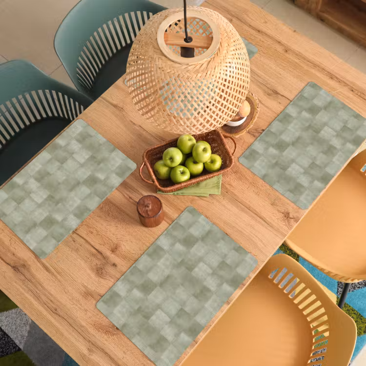 Placemat - 6 stuks - Vlakken - Rustiek - Groen — 6