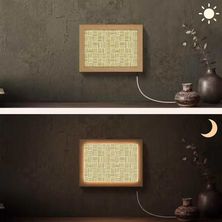 Lightbox - Wandlamp - Vlecht - Patroon - Groen — 3