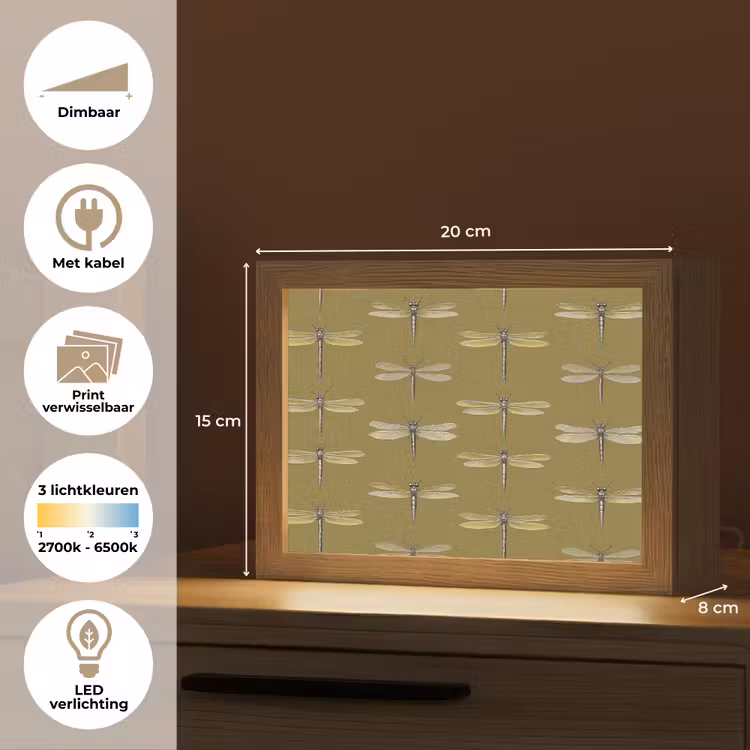 Lightbox - Wandlamp - Libellen - Patroon - Groen — 9