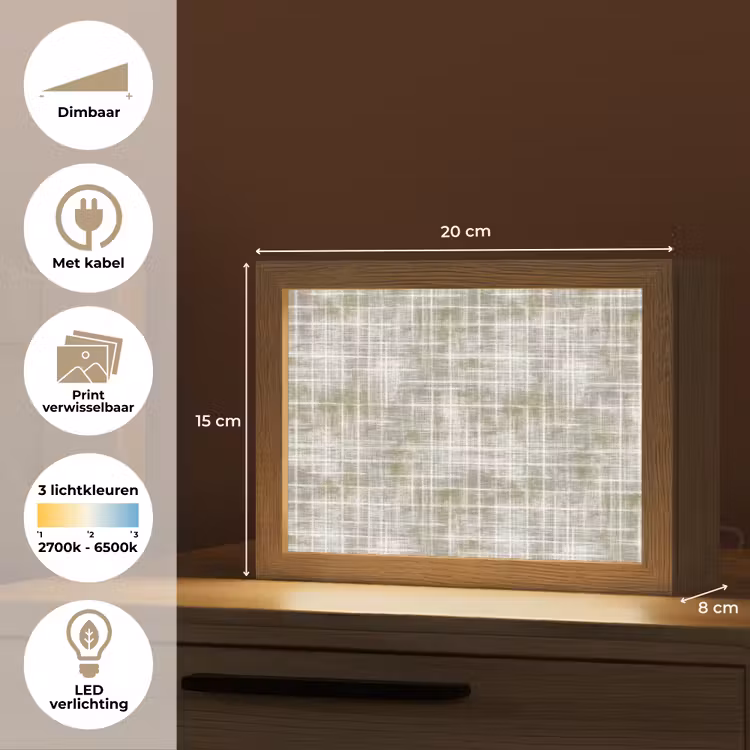 Lightbox - Wandlamp - Linnen - Patroon - Groen — 9