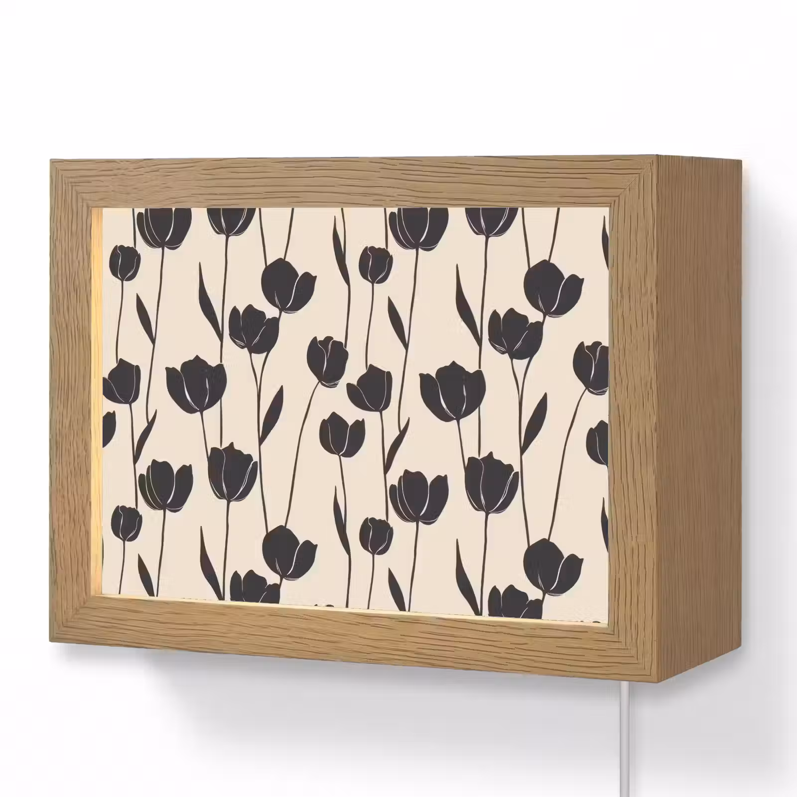 Lightbox - Wandlamp - Tulpen - Patroon - Zwart — 1