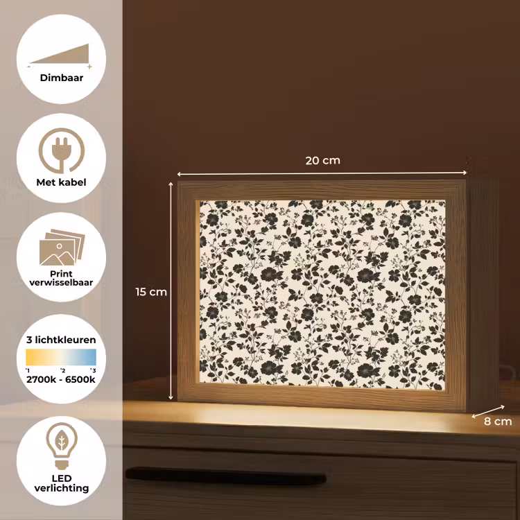 Lightbox - Wandlamp - Bloemen - Dessin - Zwart — 9