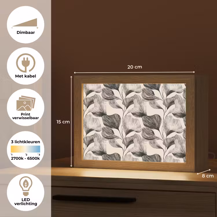 Lightbox - Wandlamp - Botanisch - Bladeren - Zwart — 9