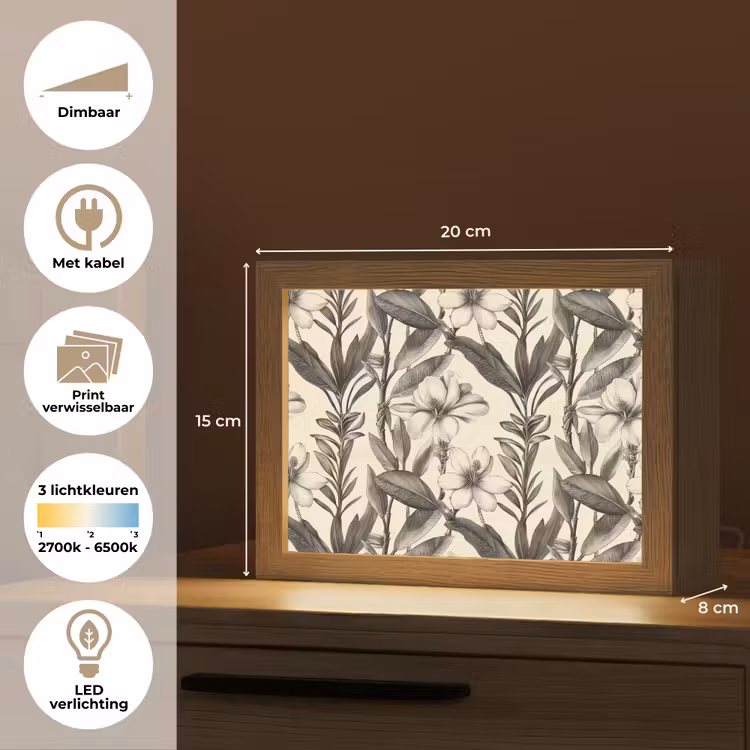 Lightbox - Wandlamp - Klassiek - Botanisch - Zwart - Beige — 9