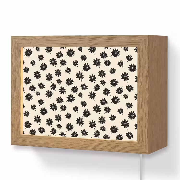 Lightbox - Wandlamp - Madeliefjes - Grafisch - Zwart - Beige — 1