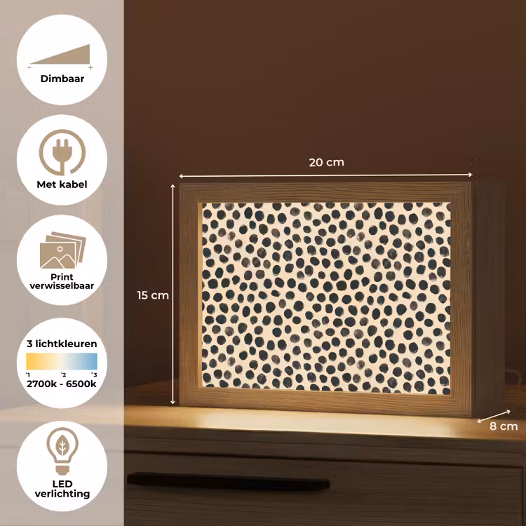 Lightbox - Wandlamp - Stippen - Patroon - Zwart — 9