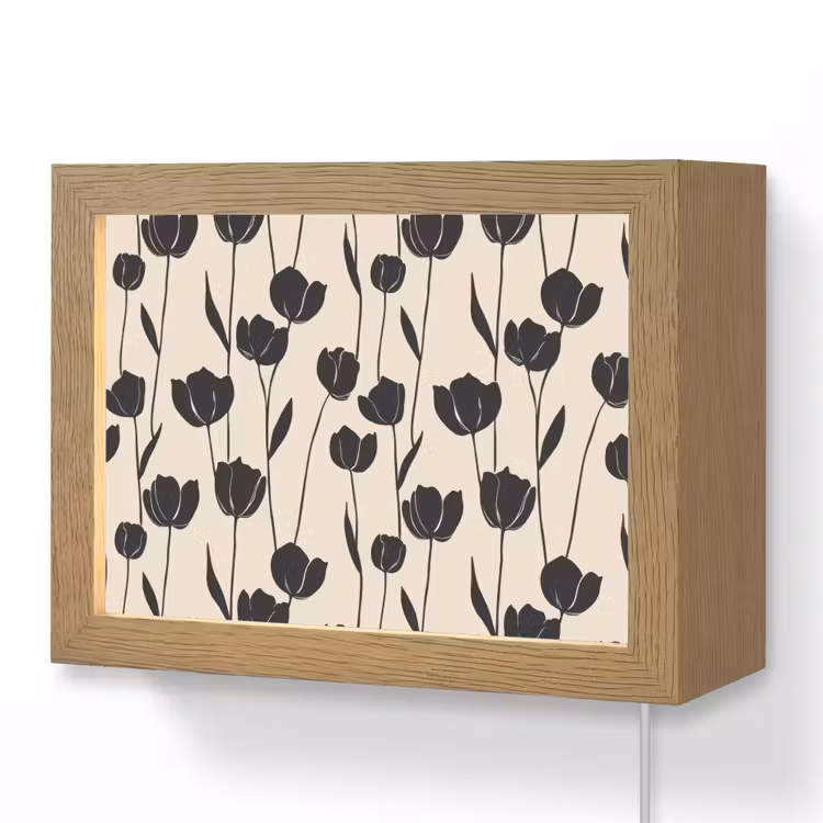 Lightbox - Wandlamp - Tulpen - Patroon - Zwart — 1