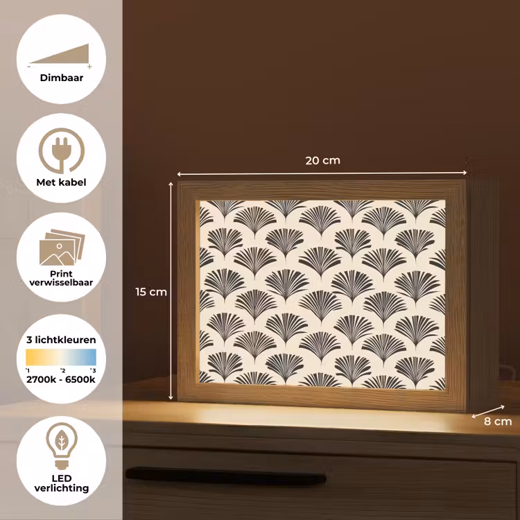 Lightbox - Wandlamp - Waaiers - Botanisch - Zwart - Beige — 9