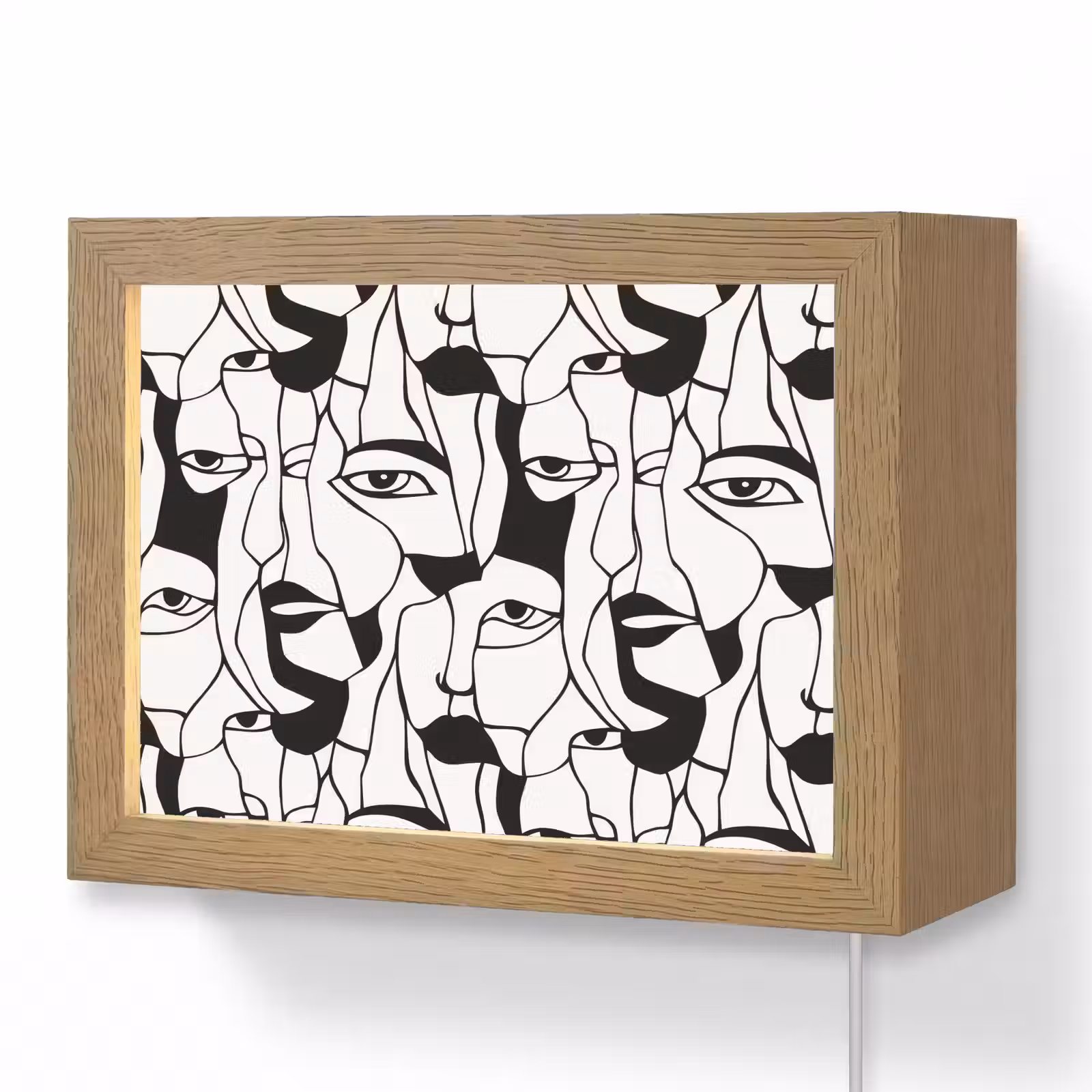 Lightbox - Wandlamp - Lijnen - Gezichten - Zwart - Wit — 1