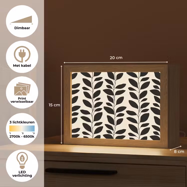 Lightbox - Wandlamp - Botanisch - Dessin - Zwart - Beige — 9