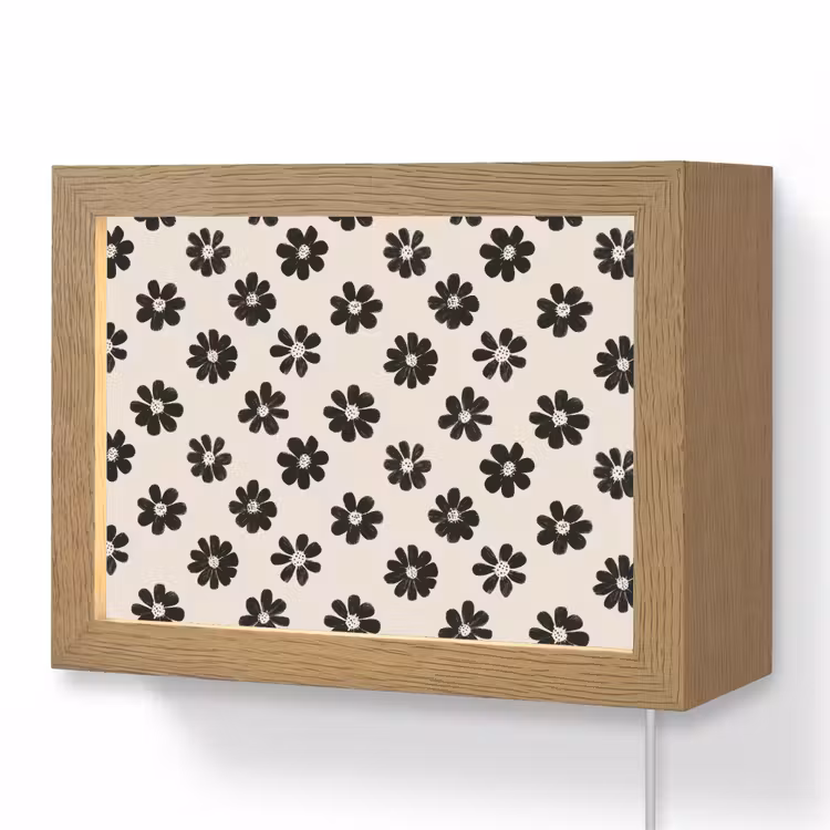 Lightbox - Wandlamp - Grafisch - Madeliefjes - Zwart - Beige — 1