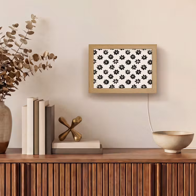 Lightbox - Wandlamp - Grafisch - Madeliefjes - Zwart - Beige — 4