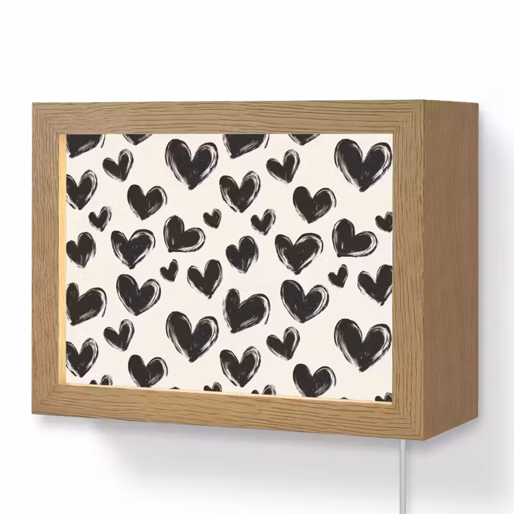 Lightbox - Wandlamp - Hartjes - Patroon - Zwart — 1