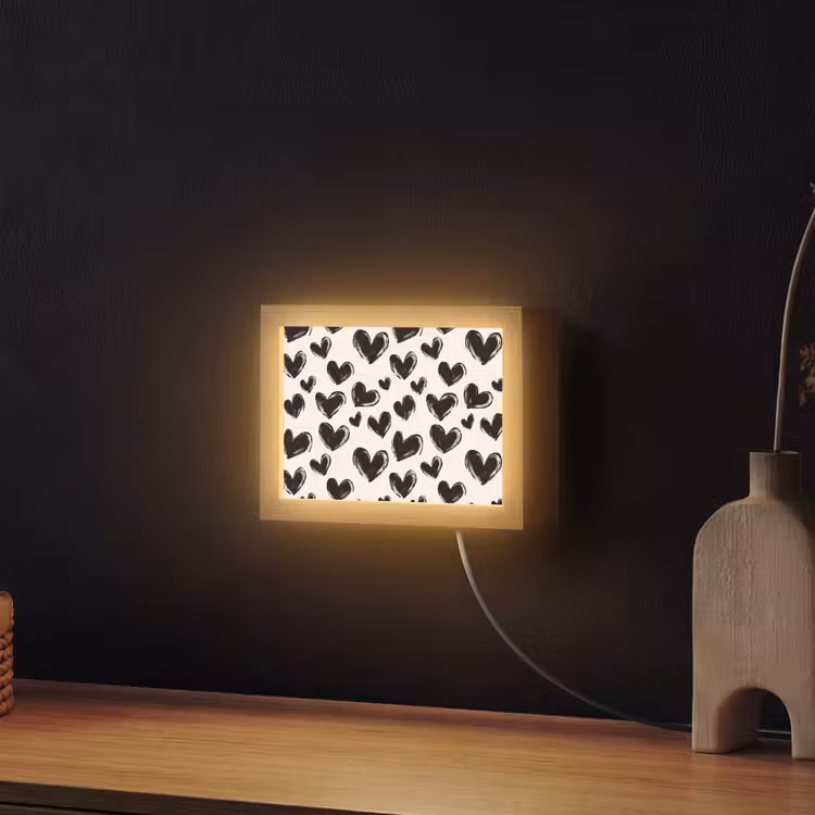 Lightbox - Wandlamp - Hartjes - Patroon - Zwart — 2