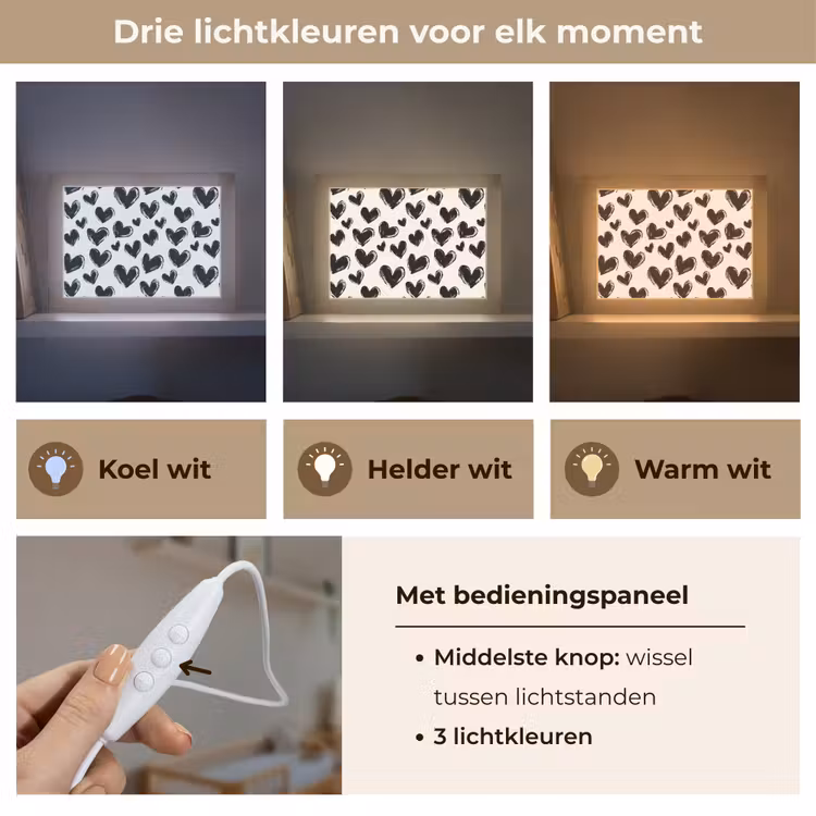 Lightbox - Wandlamp - Hartjes - Patroon - Zwart — 7