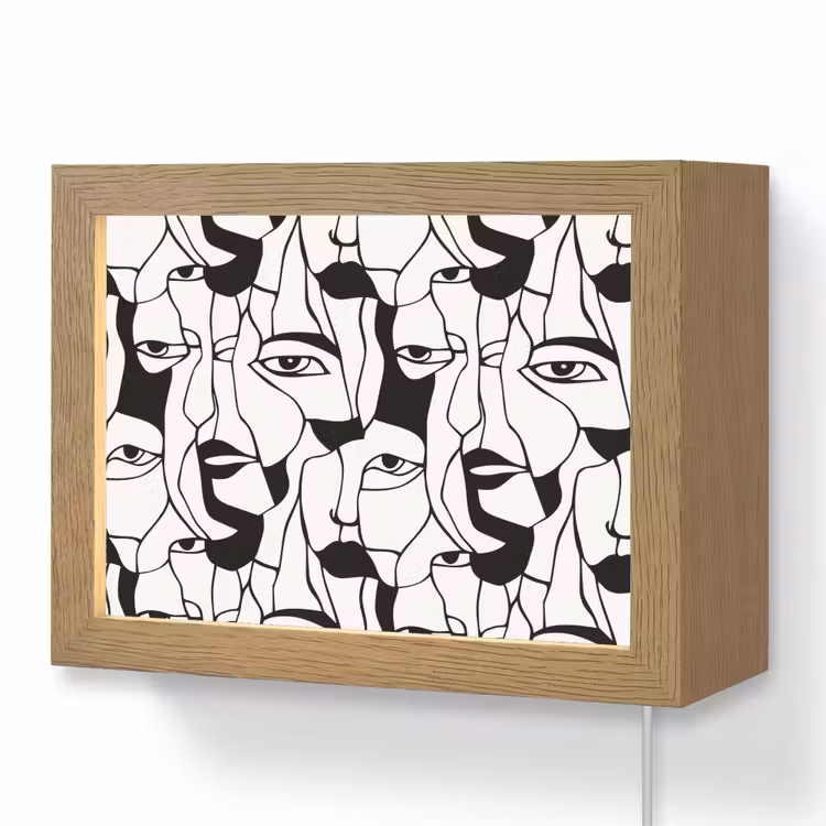 Lightbox - Wandlamp - Lijnen - Gezichten - Zwart - Wit — 1