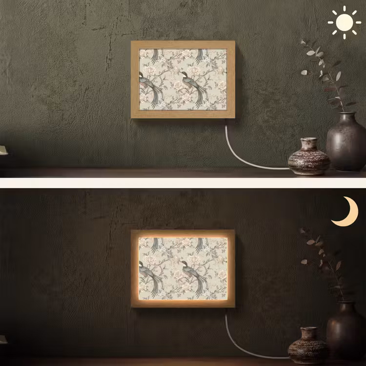 Lightbox - Wandlamp - Bloem - Vogel - Kleurrijk — 3