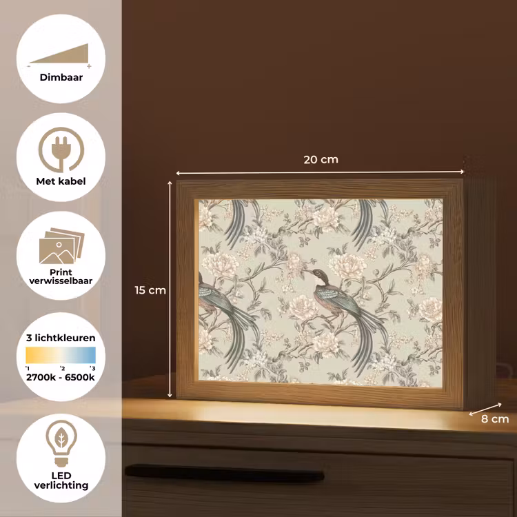 Lightbox - Wandlamp - Bloem - Vogel - Kleurrijk — 9