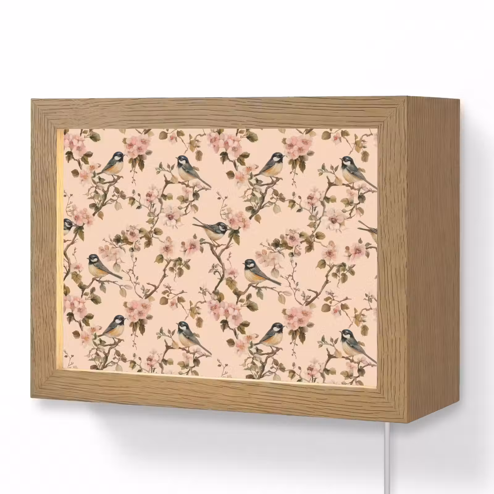 Lightbox - Wandlamp - Bloesem - Koolmees - Roze — 1