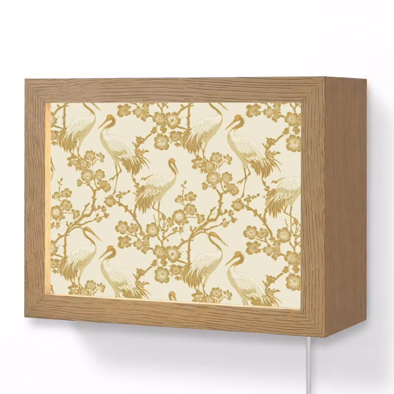 Lightbox - Wandlamp - Kraanvogels - Kersenbloesem - Goud — 1