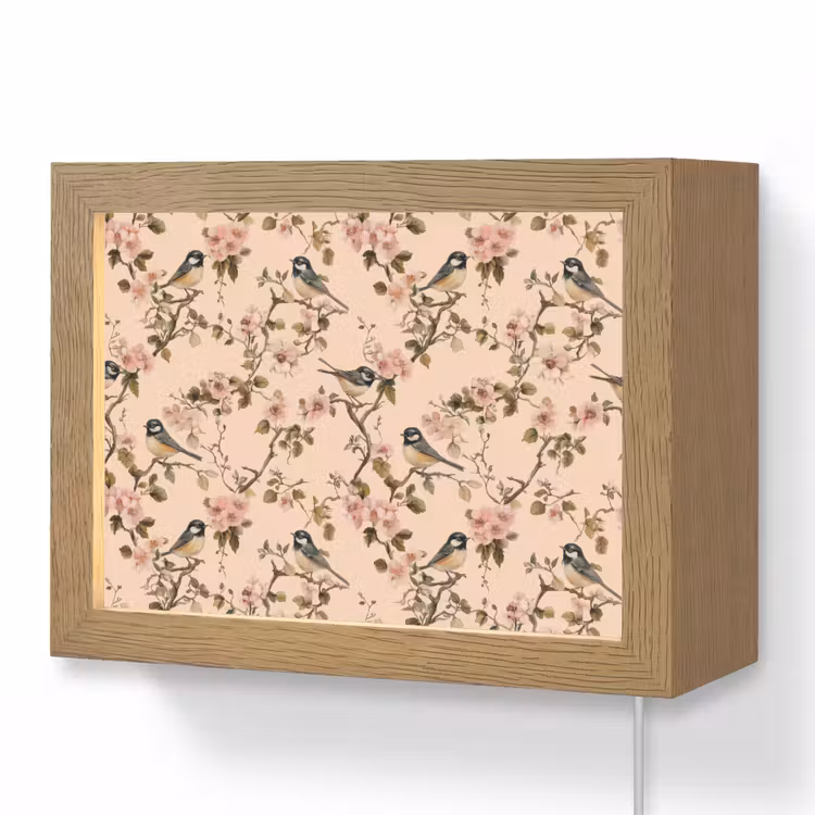 Lightbox - Wandlamp - Bloesem - Koolmees - Roze — 1