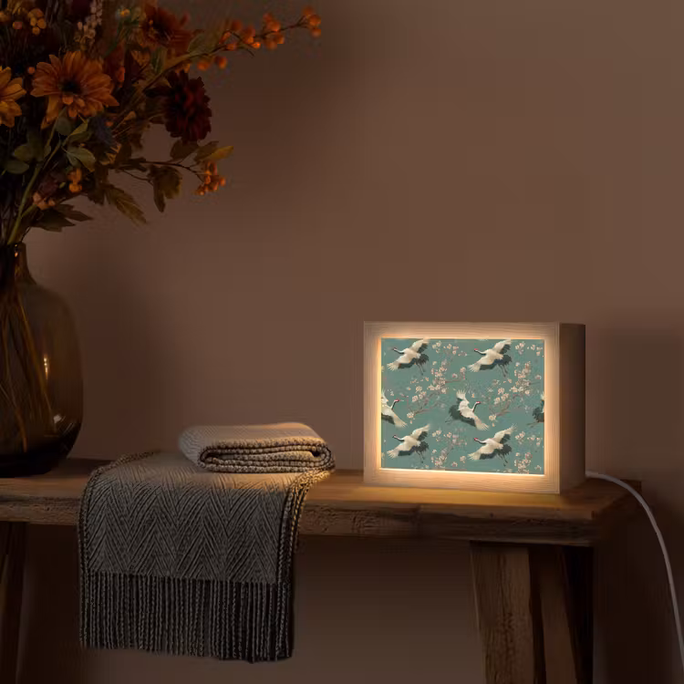 Lightbox - Wandlamp - Kersenbloesem - Kraamvogels - Groen — 5