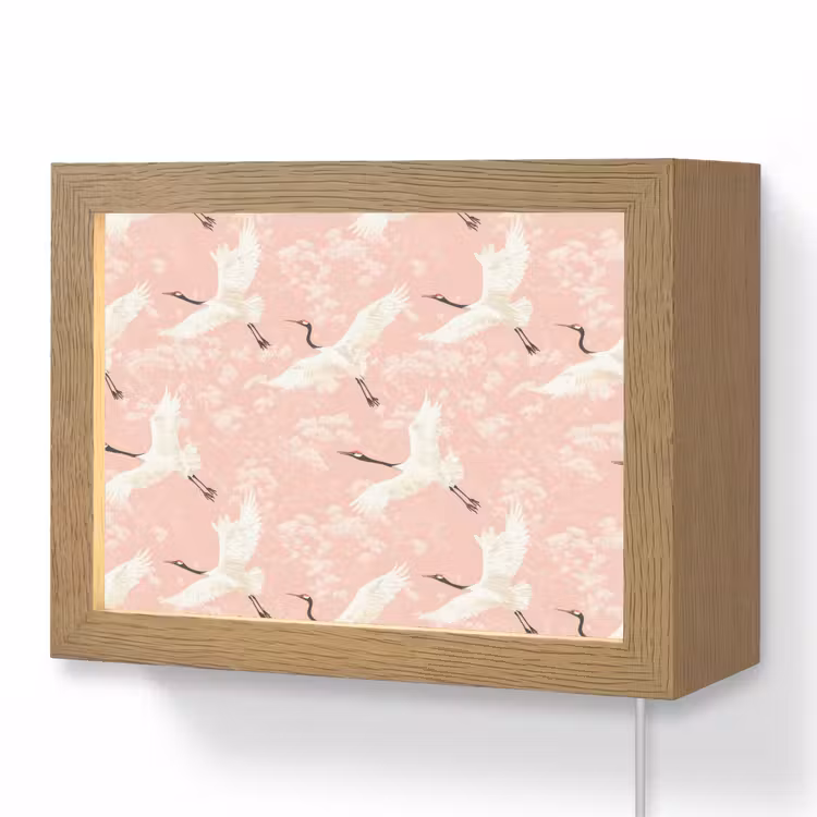 Lightbox - Wandlamp - Kraanvogels - Bloesem - Roze — 1