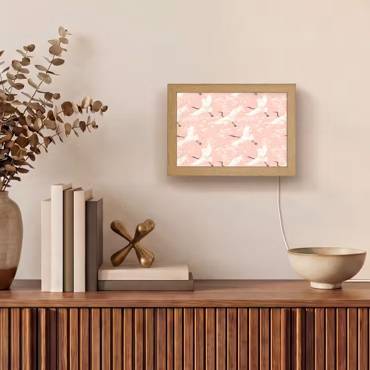 Lightbox - Wandlamp - Kraanvogels - Bloesem - Roze — 4