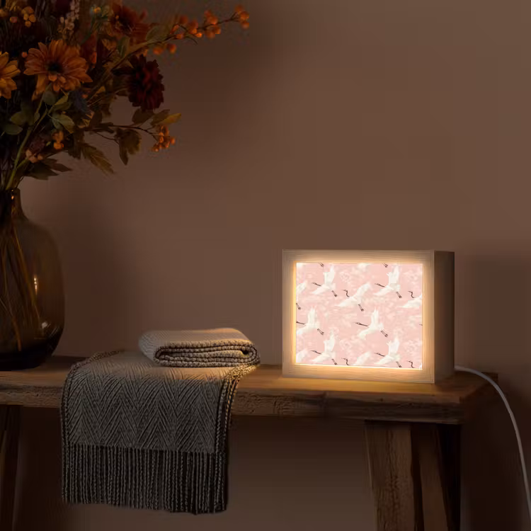 Lightbox - Wandlamp - Kraanvogels - Bloesem - Roze — 5