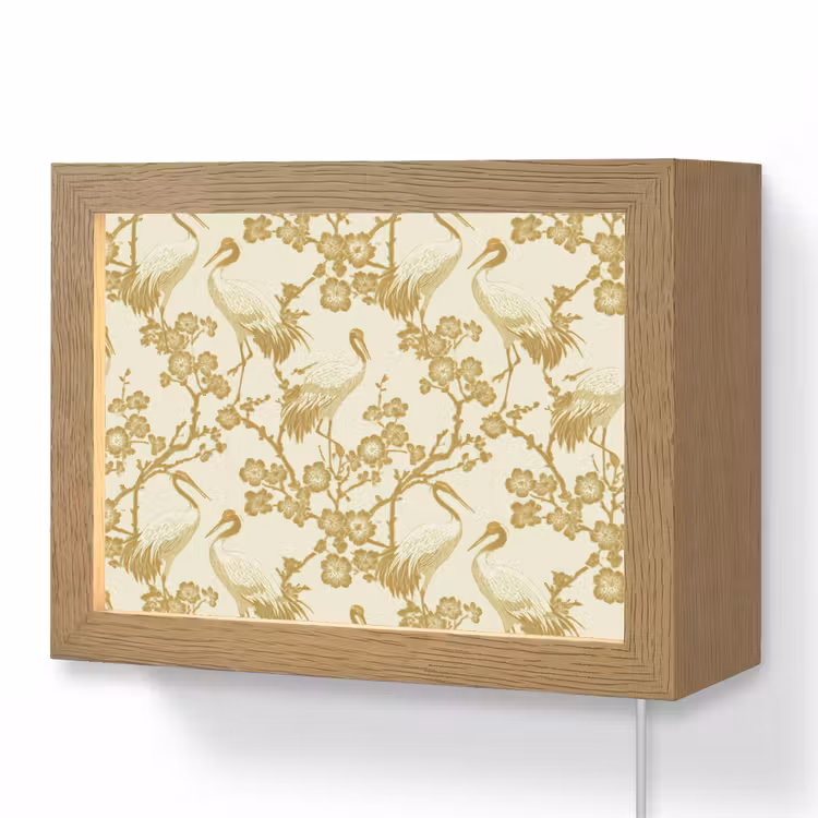 Lightbox - Wandlamp - Kraanvogels - Kersenbloesem - Goud — 1