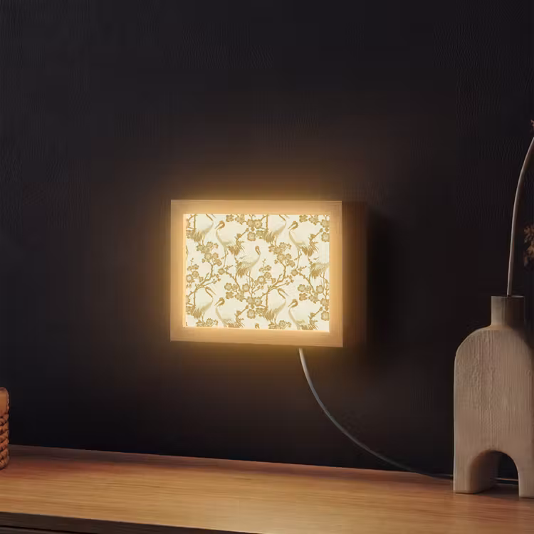 Lightbox - Wandlamp - Kraanvogels - Kersenbloesem - Goud — 2