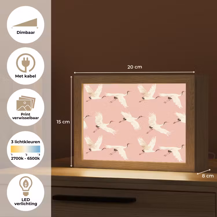 Lightbox - Wandlamp - Modern - Kraanvogels - Roze — 9
