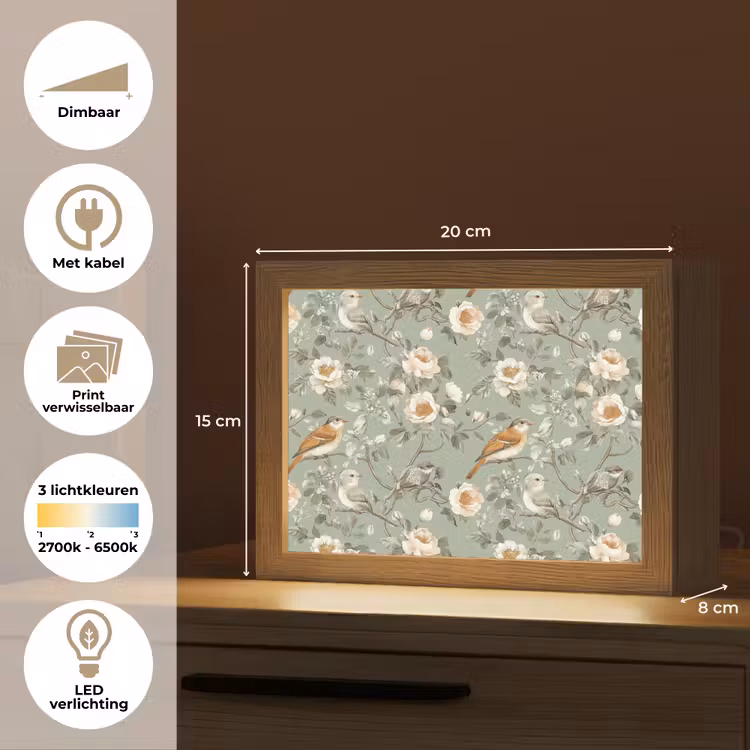 Lightbox - Wandlamp - Roze - Vogels - Kleurrijk — 9