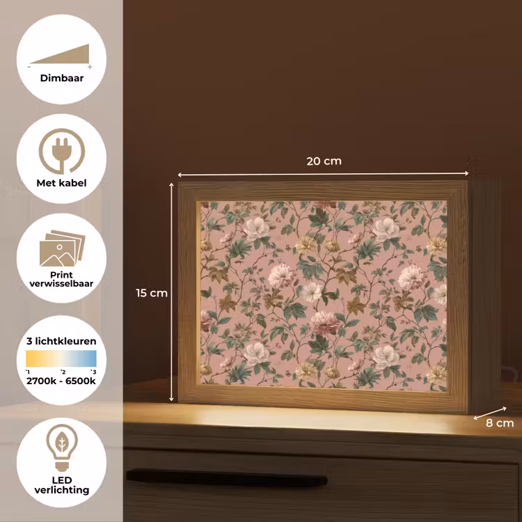 Lightbox - Wandlamp - Bloemen - Klassiek - Roze — 9