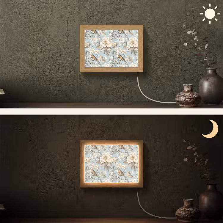 Lightbox - Wandlamp - Botanisch - Zangvogel - Blauw — 3