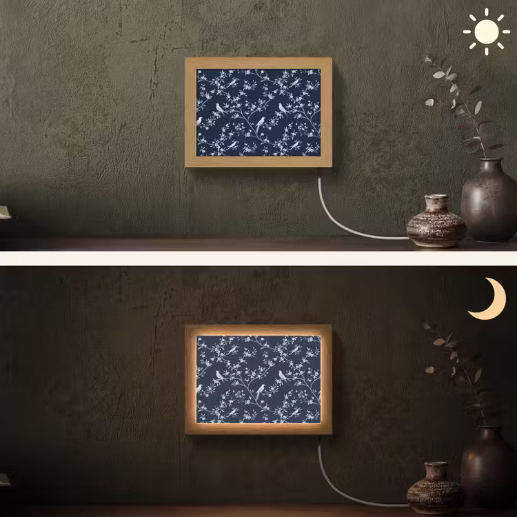 Lightbox - Wandlamp - Grafisch - Bloesemtak - Blauw — 3