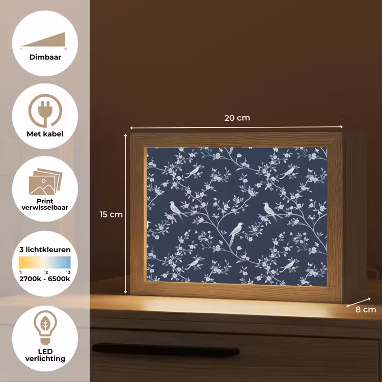 Lightbox - Wandlamp - Grafisch - Bloesemtak - Blauw — 9